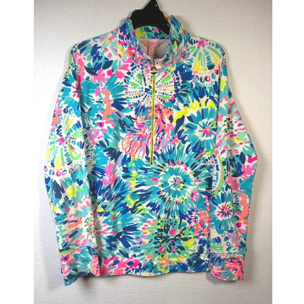Lilly Pulitzer Pullover Women Medium Multicolor Excellent Elsa 1/4 Zip Top